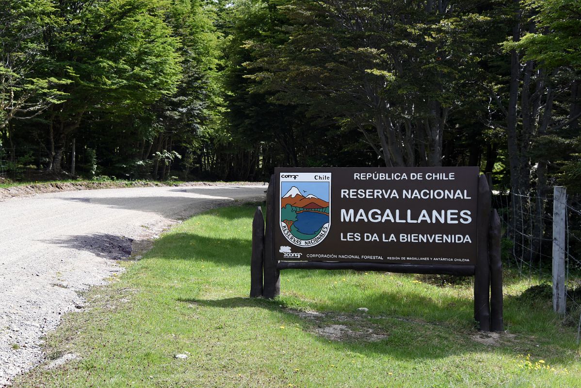13B Entrance Sign To Reserva Nacional Magallanes National Reserve Near Punta Arenas Chile